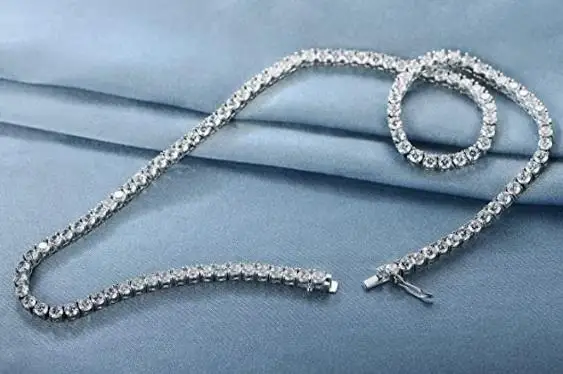 Fashion necklaces jewelry bulk 925 sterling silver white gold plated 4.0mm round cubic zirconia classic tennis Necklace