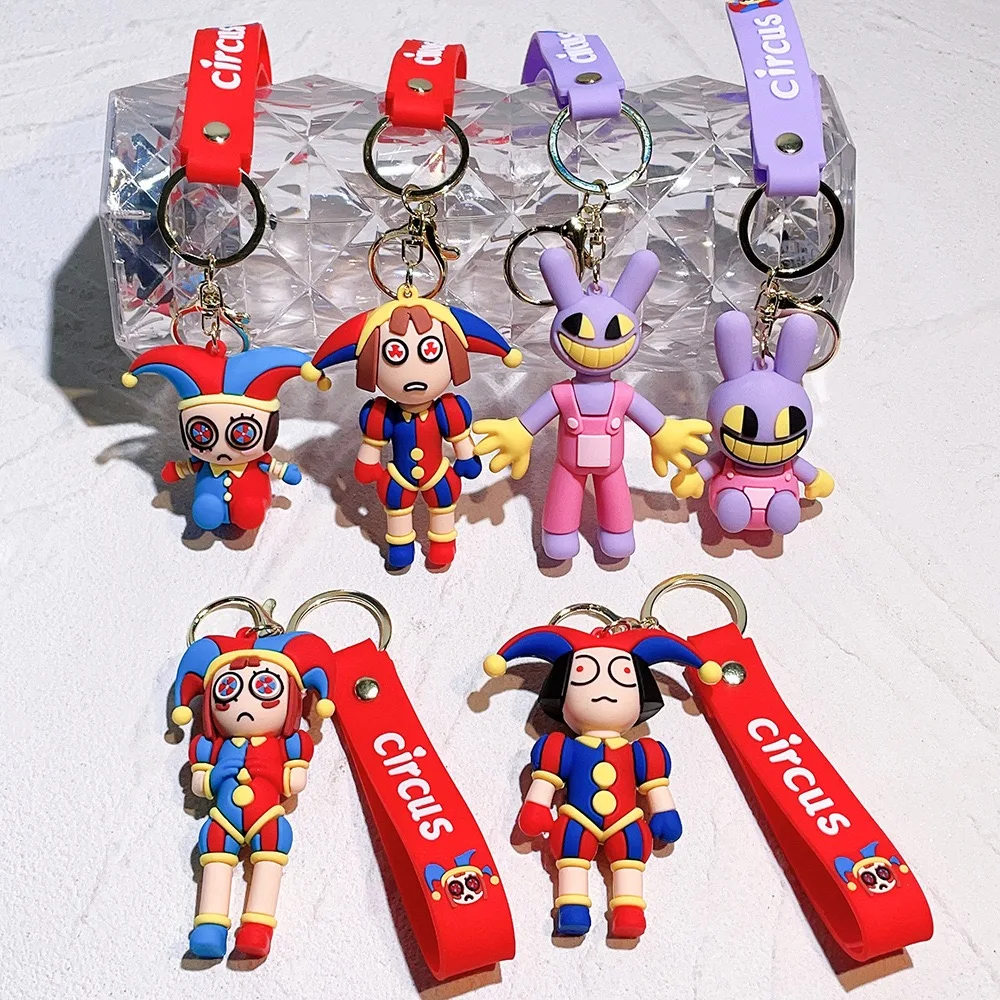 3D PVC cartoon anime keychain promotional rubber silicon THE AMAZING DIGITAL CIRCUS keychain Car Bag Pendant Keyring Key chain