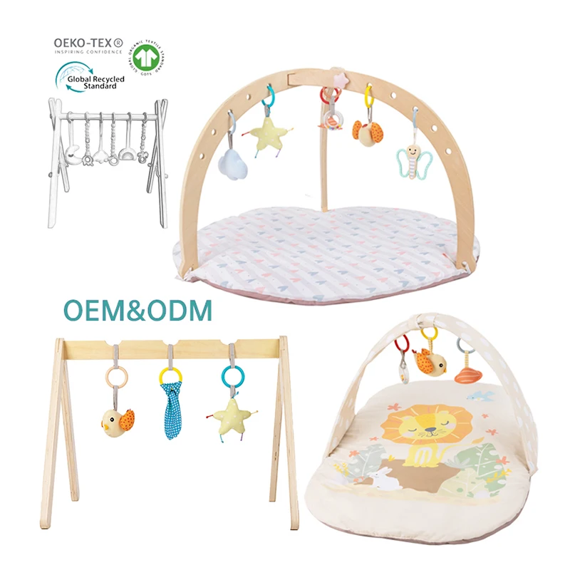 Kids Education Wood Baby Toy Triangular Fitness Newborn Frame Baby Activity Play Gym With Baby Teething Toy