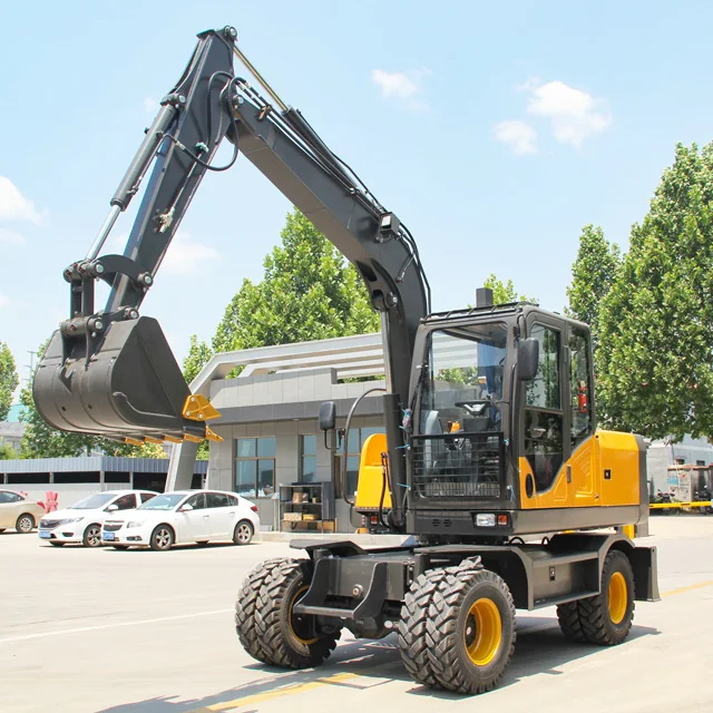 Best Price 7.5 Ton Hydraulic Wheeled Excavators diesel engines construction site excavator machine Digger Excavators For Sales