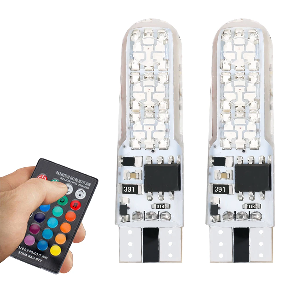Flashing Light With Remote T10 Rgb Light Led Bulbs T10 194 W5w Led 12V 5050 6Smd Daytime Led Lights For Car WG001