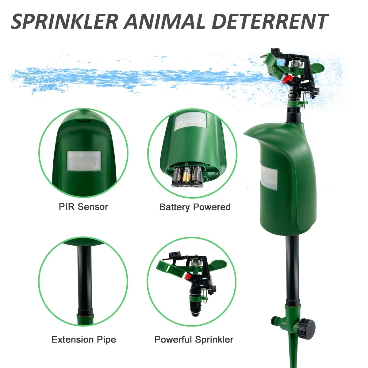 Outdoor Motion Activated Cat Repellent Garden Water Jet Spray Deer Dog Deterrent Chaser Yard Sensor Sprinkler Animal Repeller