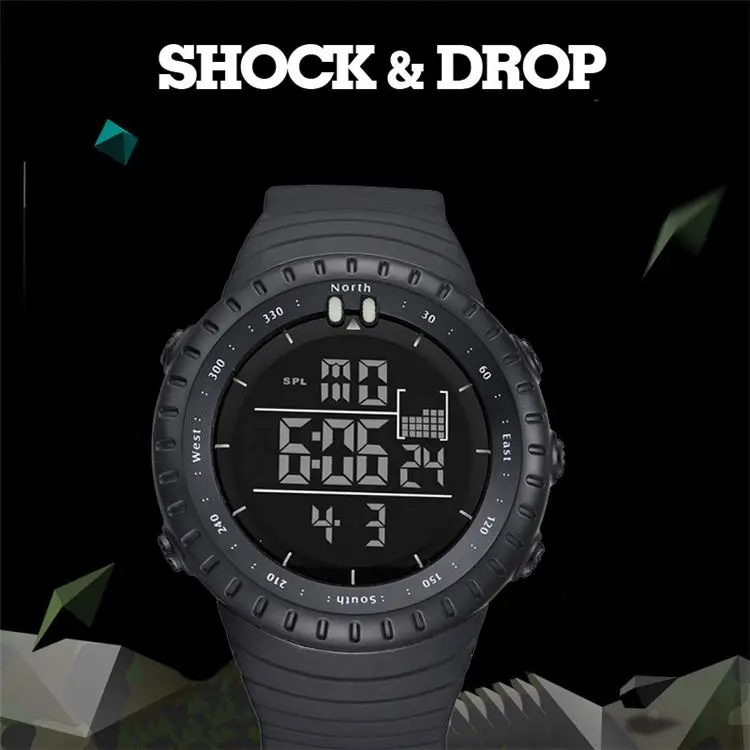 BIDEN  1113 fashion black boys digital watch hot sale Rubber strap Waterproof date display Ultra thin Casual watch set