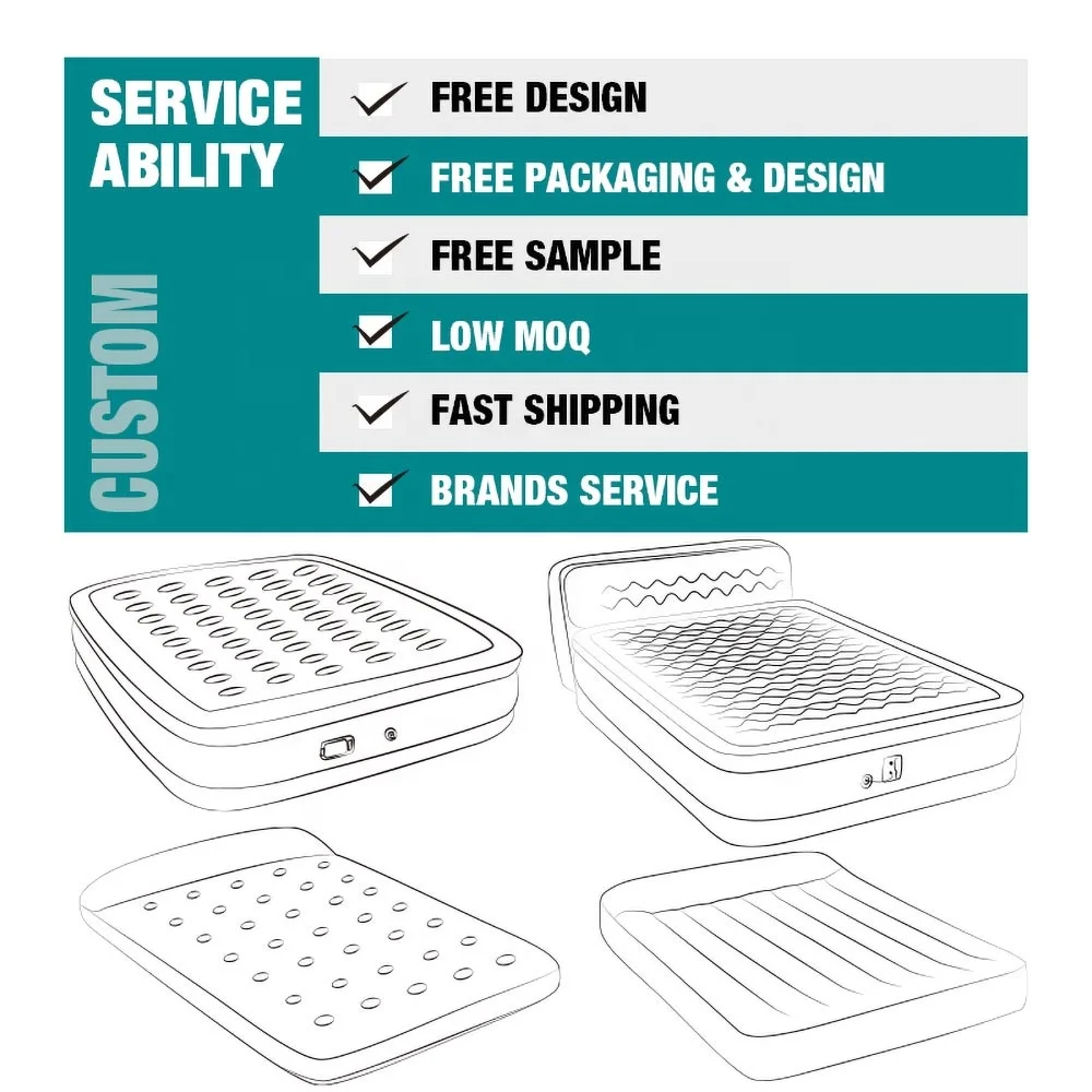 Fast Inflatable Soft Air Bed Mattress High Raised Airbed Fordable Portable Sofa Built In Pump With Pillow