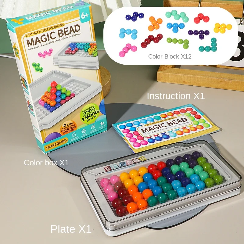 IQ Game 120 Challenges 3D Puzzle Classic Puzzle Pyramid Plate Pearl Logical Mind Board Game For Children Pyramid Beads