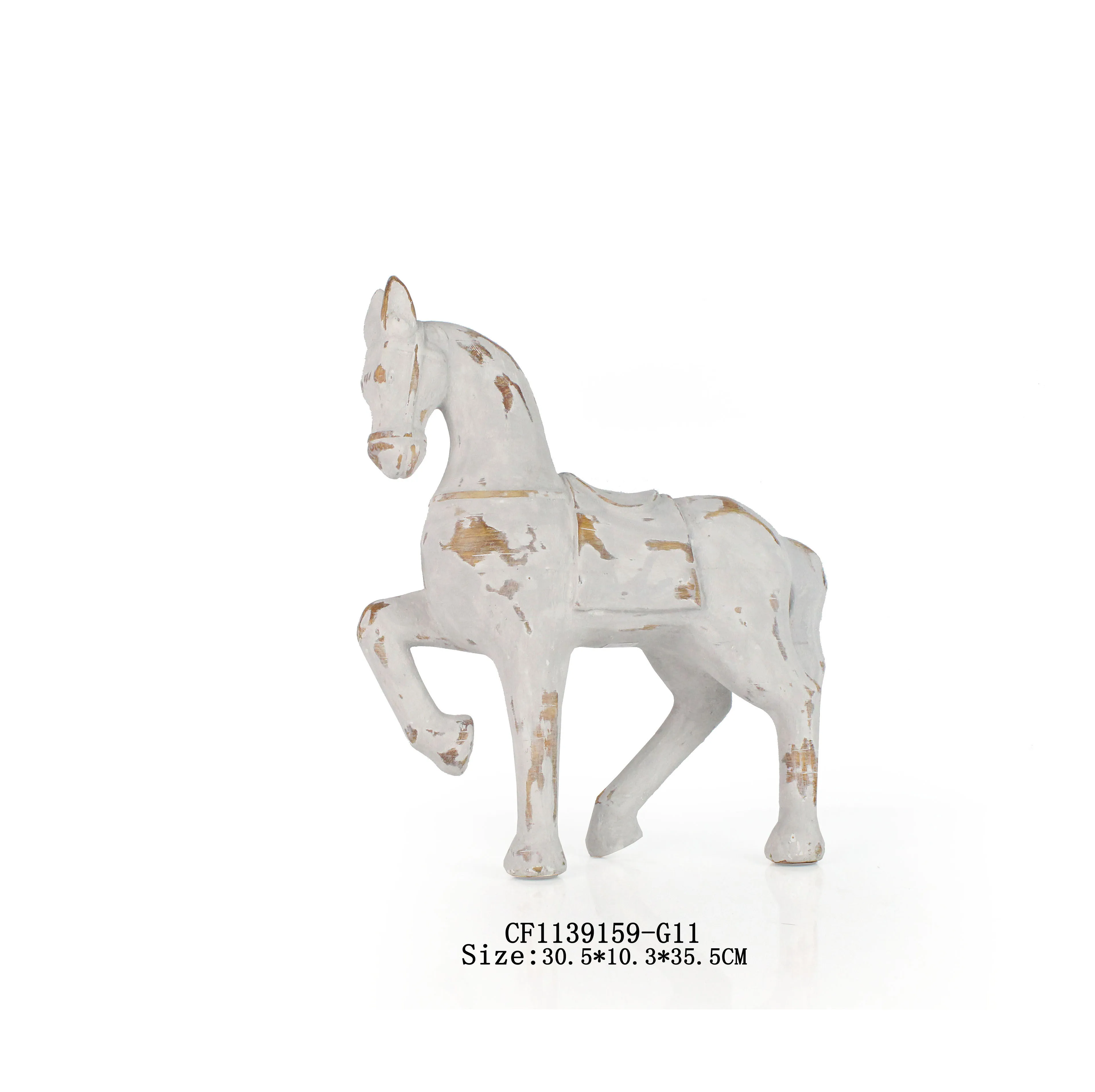 Nordic Animal Sculpture White wood Color Horse Figurines for Home Decor Wholesales Rustic Resin Bookend Home Decoration