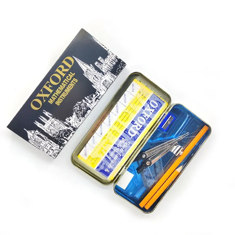 Хит продаж, школьники, 13 шт., Оксфордский компас, разделитель математической математики, набор в жестяной коробке