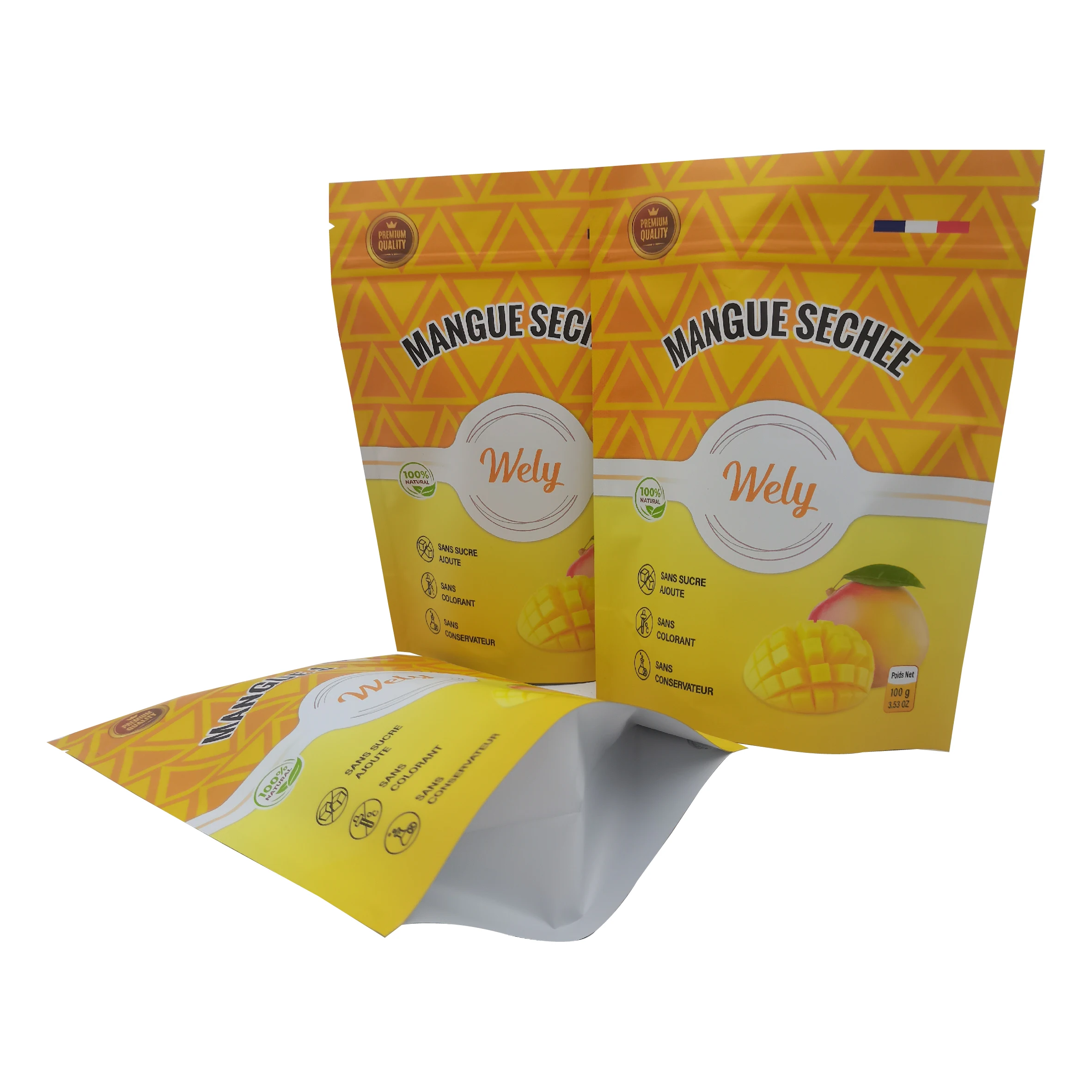 Custom Digital Printing Waterproof Aluminum Foil Zip Lock Stand Up Pouch Bag 3 Side Sealed Bag Pouch Snack Packaging Plastic Bag