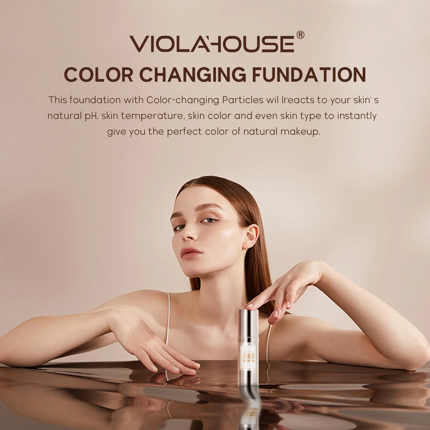 Violahouse Foundation Makeup Weightless Long Lasting Concealer Brighten Skin Tone Correction Color Changing Liquid Foundation