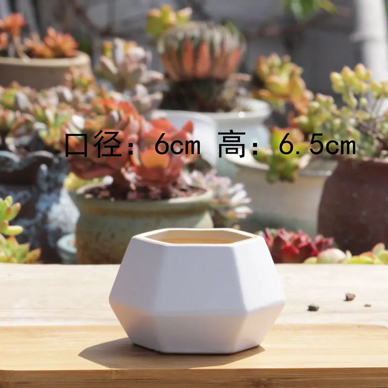 European style simple succulent flower pot wholesale Breathable pots Geometric ceramic basin Black and white creative flower pot