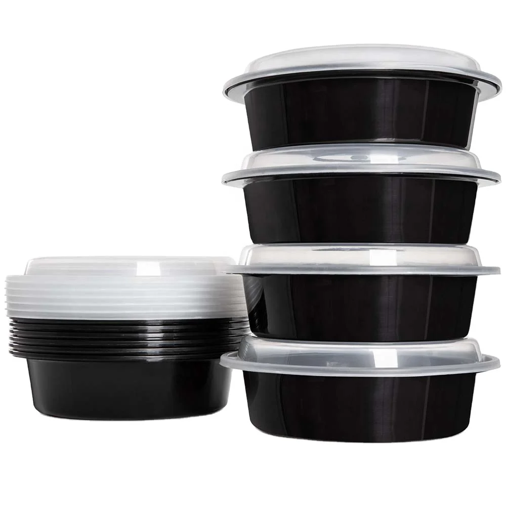 Stackable BPA Free Disposable Clear 750ml pp Plastic Round Food Salad Bowl Container With Lid