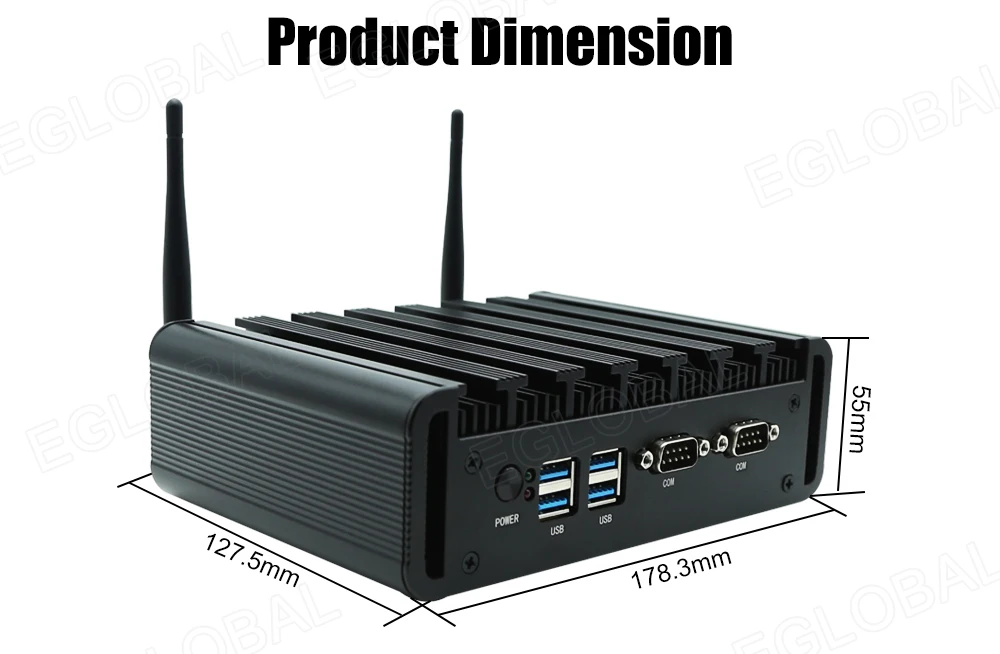 EGLOBAL Custom Oem Win10 i7- 10610U CPU 2LAN 4USB 2COM 1DP 2HD Fanless Desktop Computer Industrial  Mini Pc