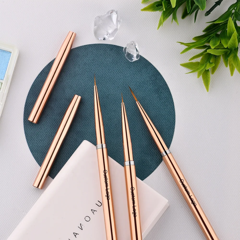 2022 Rose Gold High Quality 7mm&9mm&11mm Drawing Brush Liner Art Brush Painting Pen Gel Polish Crystal Nail Art Manicure Tools