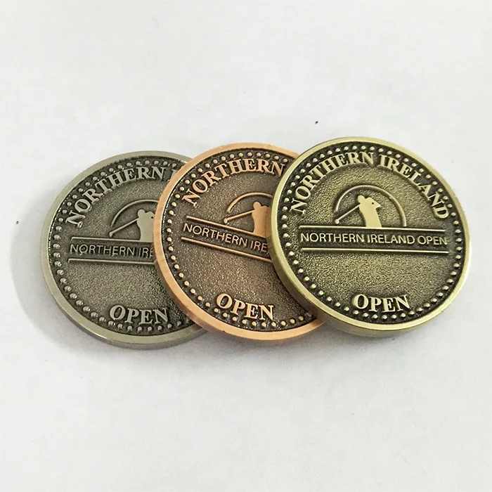 Metal embossed old aged coin with customized company logo