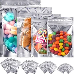 120 Pieces Resealable Mylar Bags Stand Up Foil Bags Aluminum Metallic Foil Pouch Bags for Food Packaging Candy, Nuts and Dried