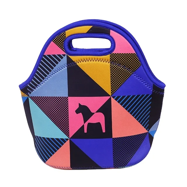 Custom Lunch Bag Reusable Neoprene Lunchbox Insulated Thermal Lunch Tote Bag Small Neoprene Lunchbags with Zipper