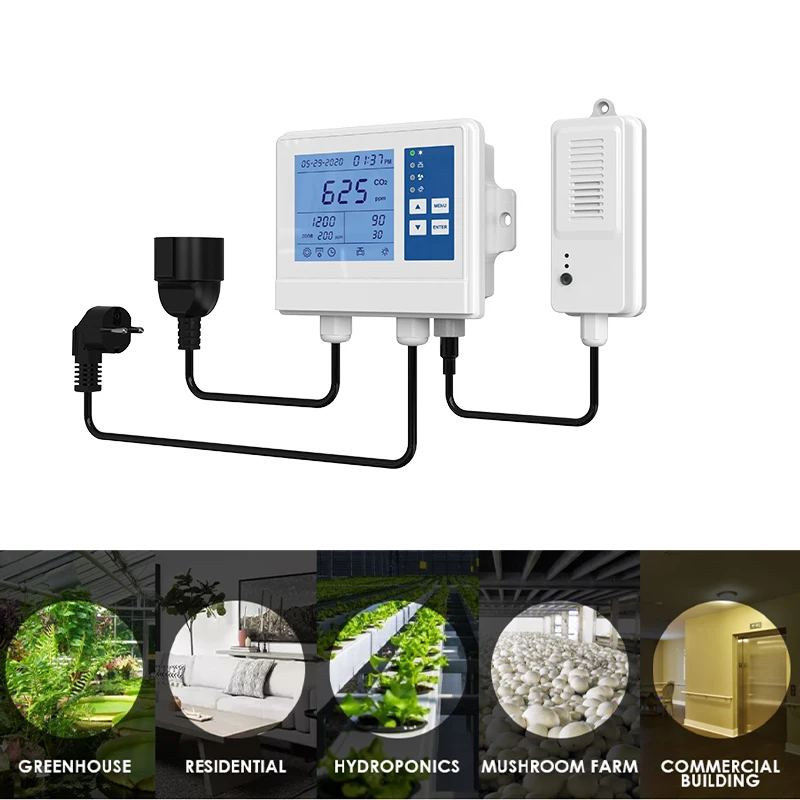 5-20m remote sensor Intelligent Growing  Smart Temperature CO2  Controller for  greenhouse, mushroom, grow tent