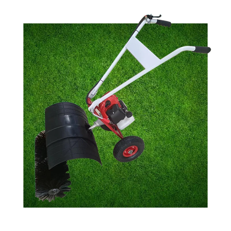Steel Garden Grass Leaf Sweeper Powered Push Broom Tow Snow Lawn Sweeper With Wheels