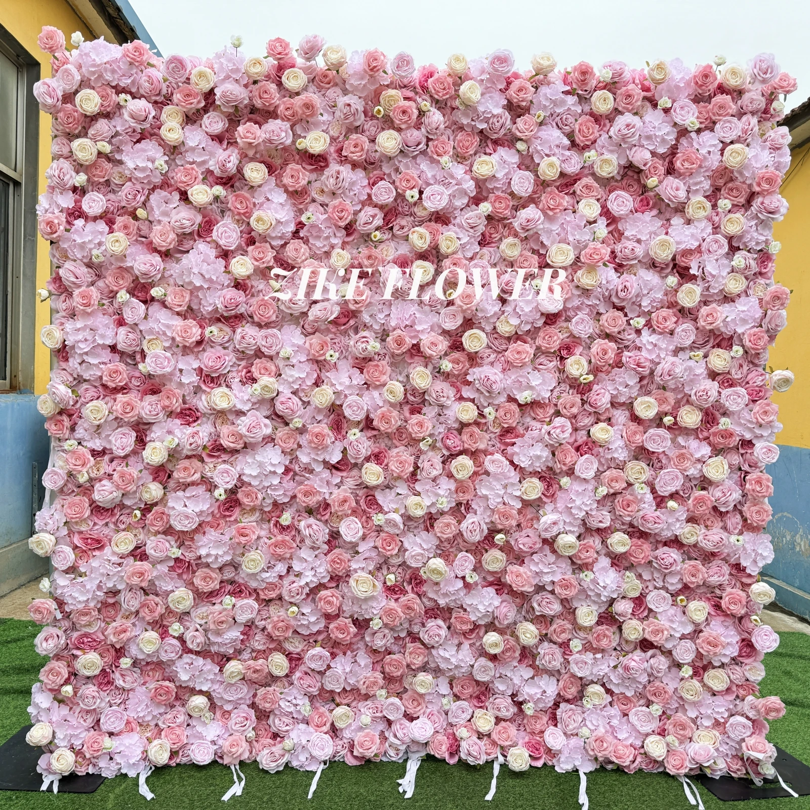 Baby Shower Decoration Party Supplies Wedding Pink Roses Flower Wall 8ft x 8ft Floral Wall Backdrop Backgrounds for Photographs