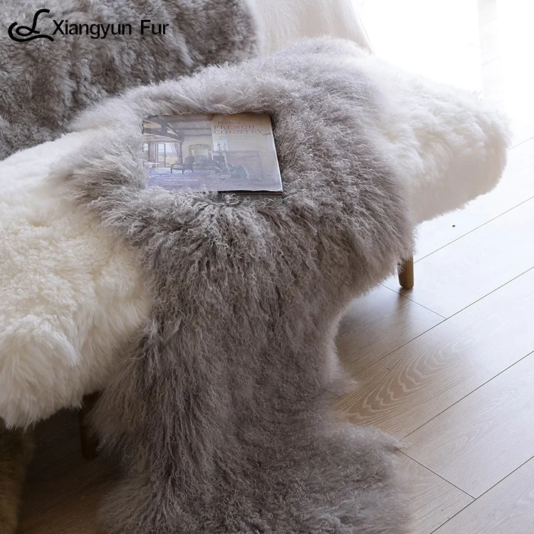 Natural Advanced Soft Fluffy Floor Carpet Area Lambskin Rug Genuine Curly Sheepskin