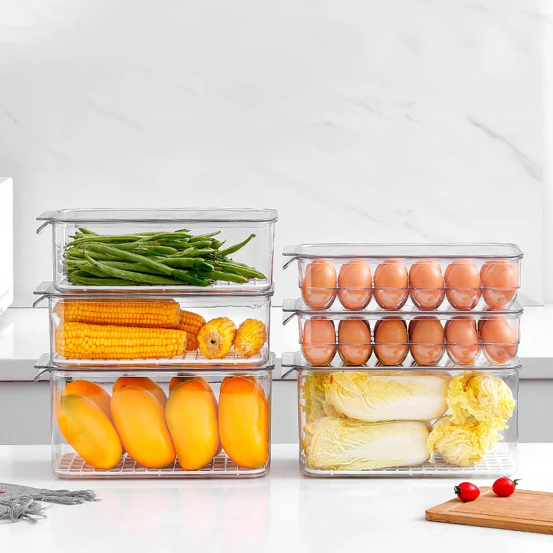 Eco friendly Plastic drawer containers food chicken egg holder tray lid fridge organizer container set egg storage box