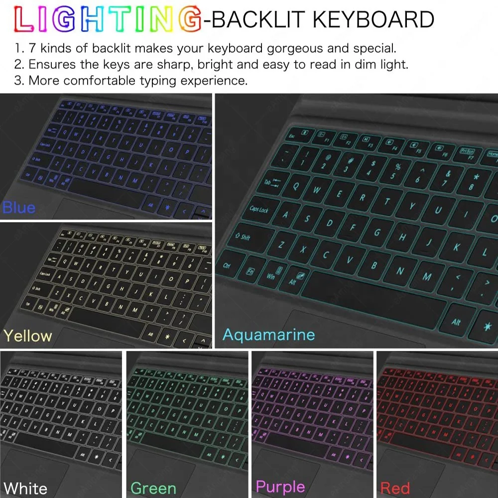 For Microsoft Surface Pro 3 4 Tablet Wireless Backlight Touchpad Keyboard For Surface Pro 7 5 6 Turkish Russian Arabic Keyboard