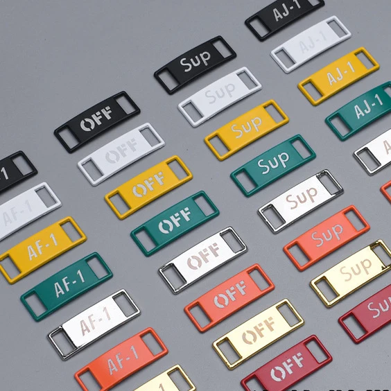 Hand Stamped Shoelace Charms - Personalized Shoe Charms - Inspirational Runner Shoe Tags - dubraes with logo all colors