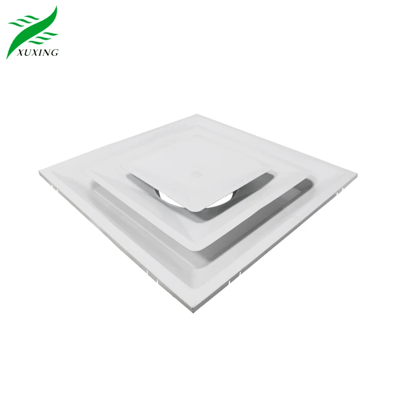 Hvac Ventilation Metal Decorative 2-Cone Panel Air Vent Diffuser Square Flat Ceiling Air Diffuser