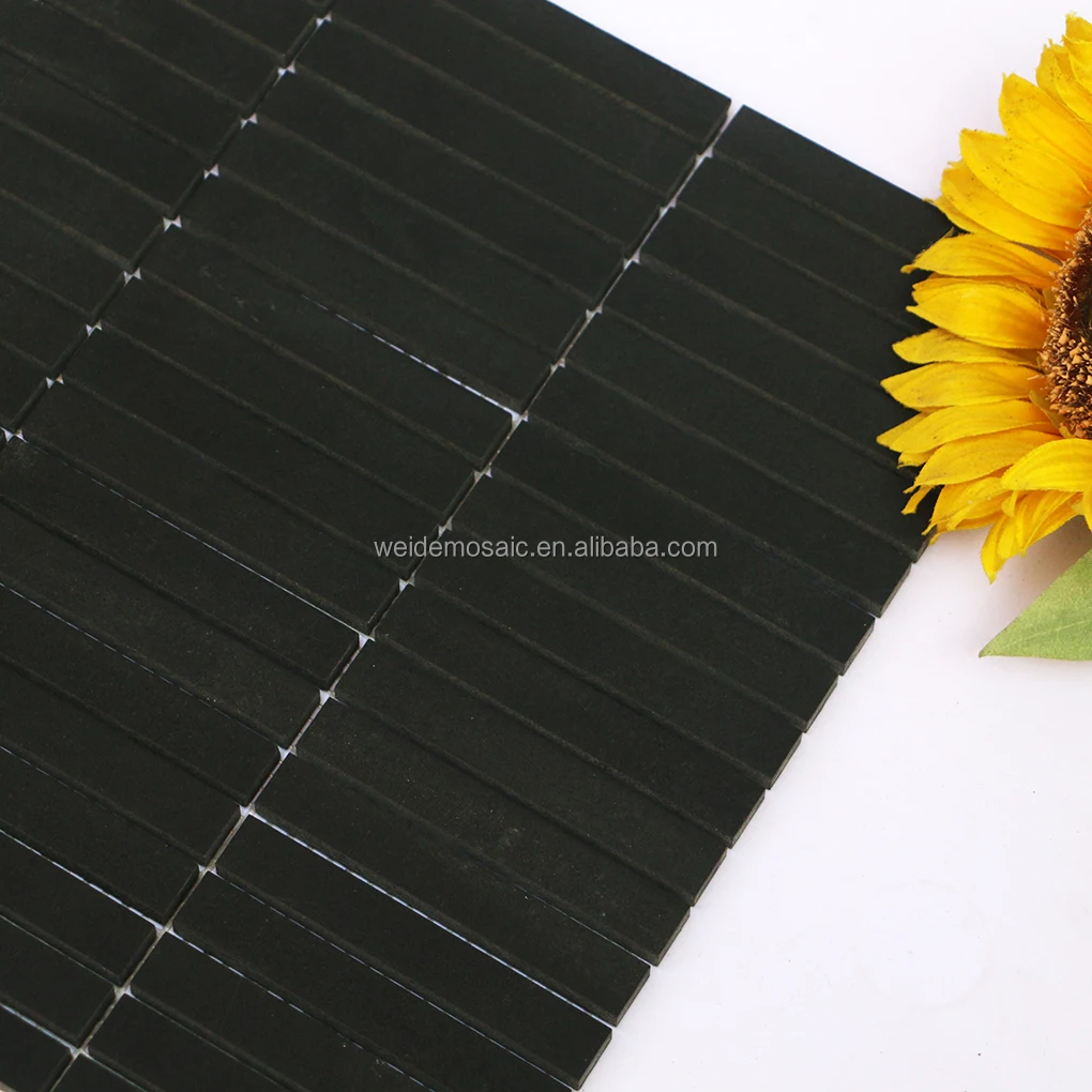 Vintage Strip solid black Mosaic Pencil Basalt Mosaic Tiles for Luxury Decorating