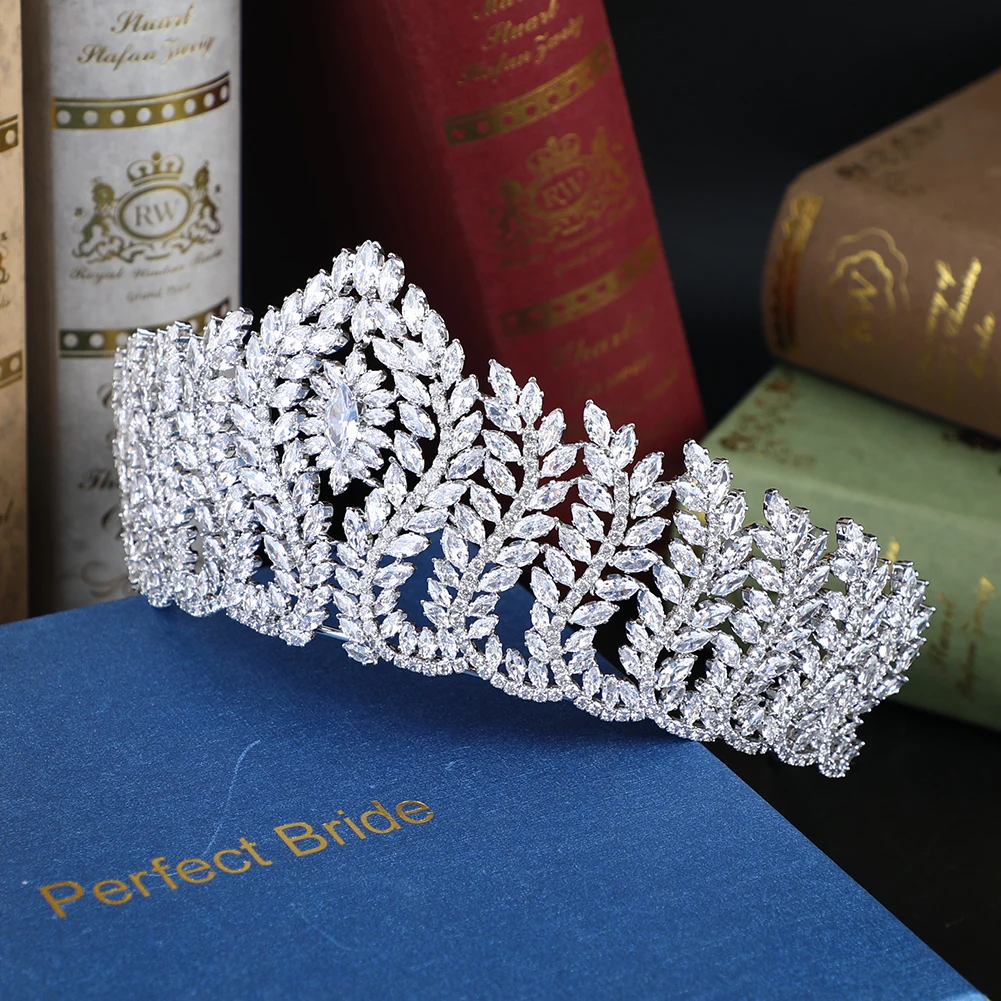Platinum Plated Luxury Bridal Hair Accessories Wedding in Tiaras Jewellery Display Bride Queen King Crown Pageant Crowns Large