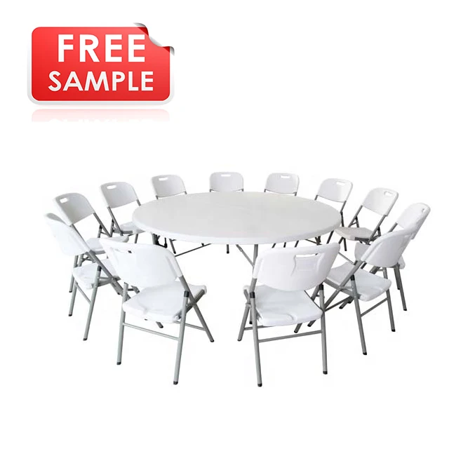 Free Sample Top Quality 72inch 12seater Round Folding Plastic Banquet Table Dining Set