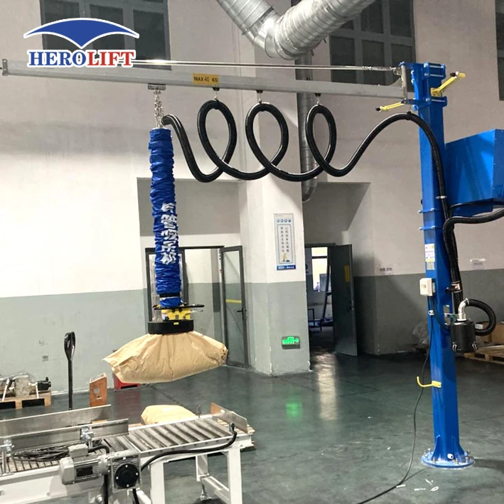 Column mounted jib crane vacuum handling tube lifter for lift cement bag