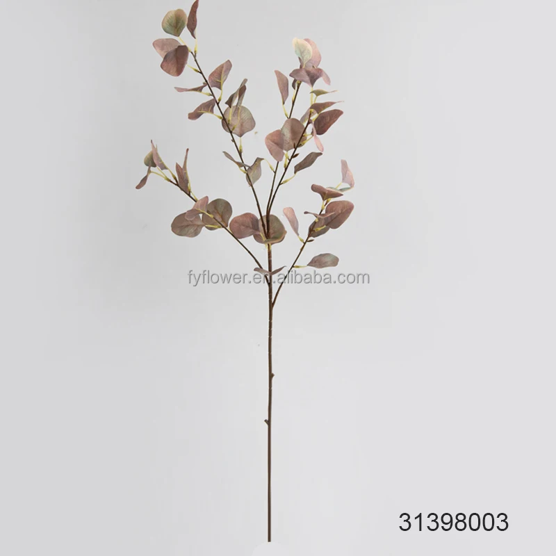 Factory wholesale decorative plant 3D printing silk eucalyptus leaves spray fake eucalyptus leaf stem for home door decoration