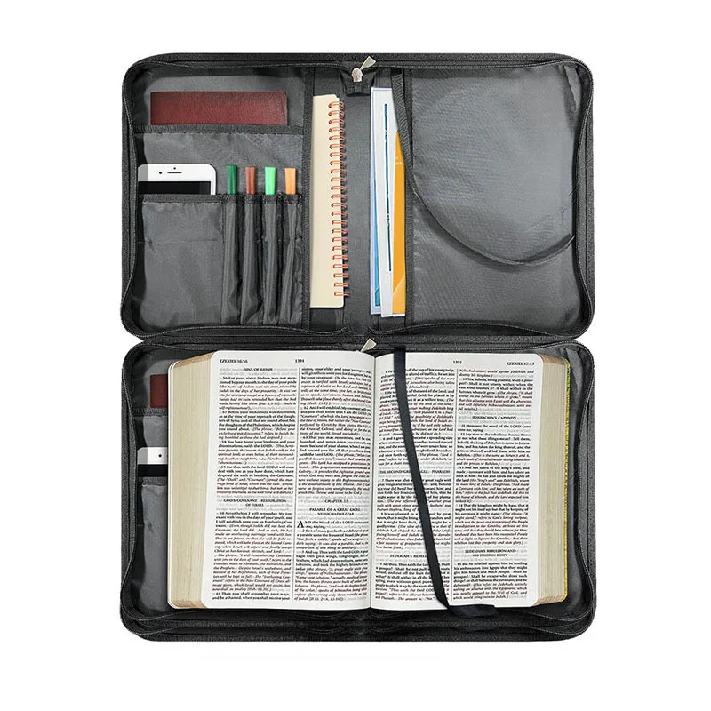 China factory supply 8 9 10 11 inch bible organizer case custom print bible note book holder bag