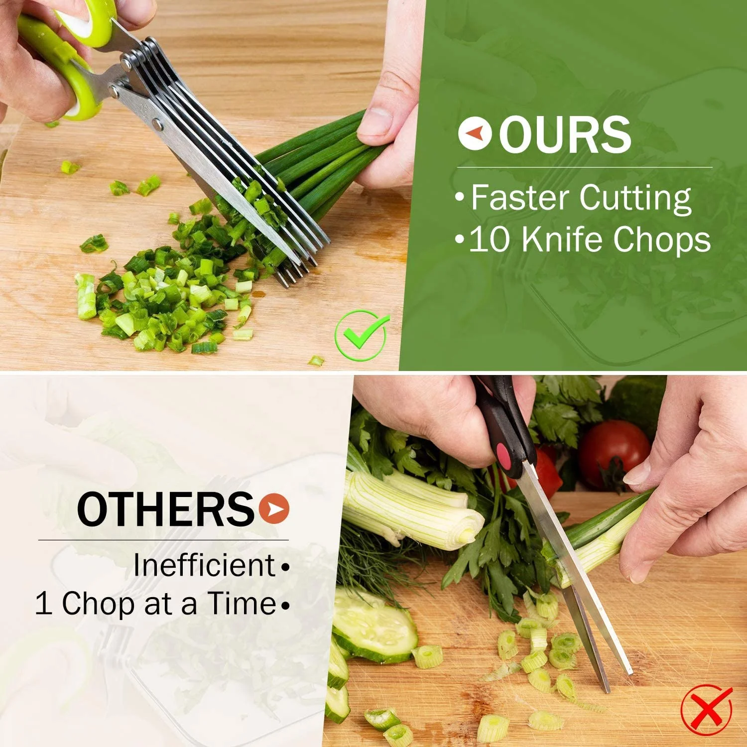 5 Blade Herb Scissor Vegetable Kitchen Shears Stainless Steel MultiFunction Home Kitchen Herb Scissors With Cover