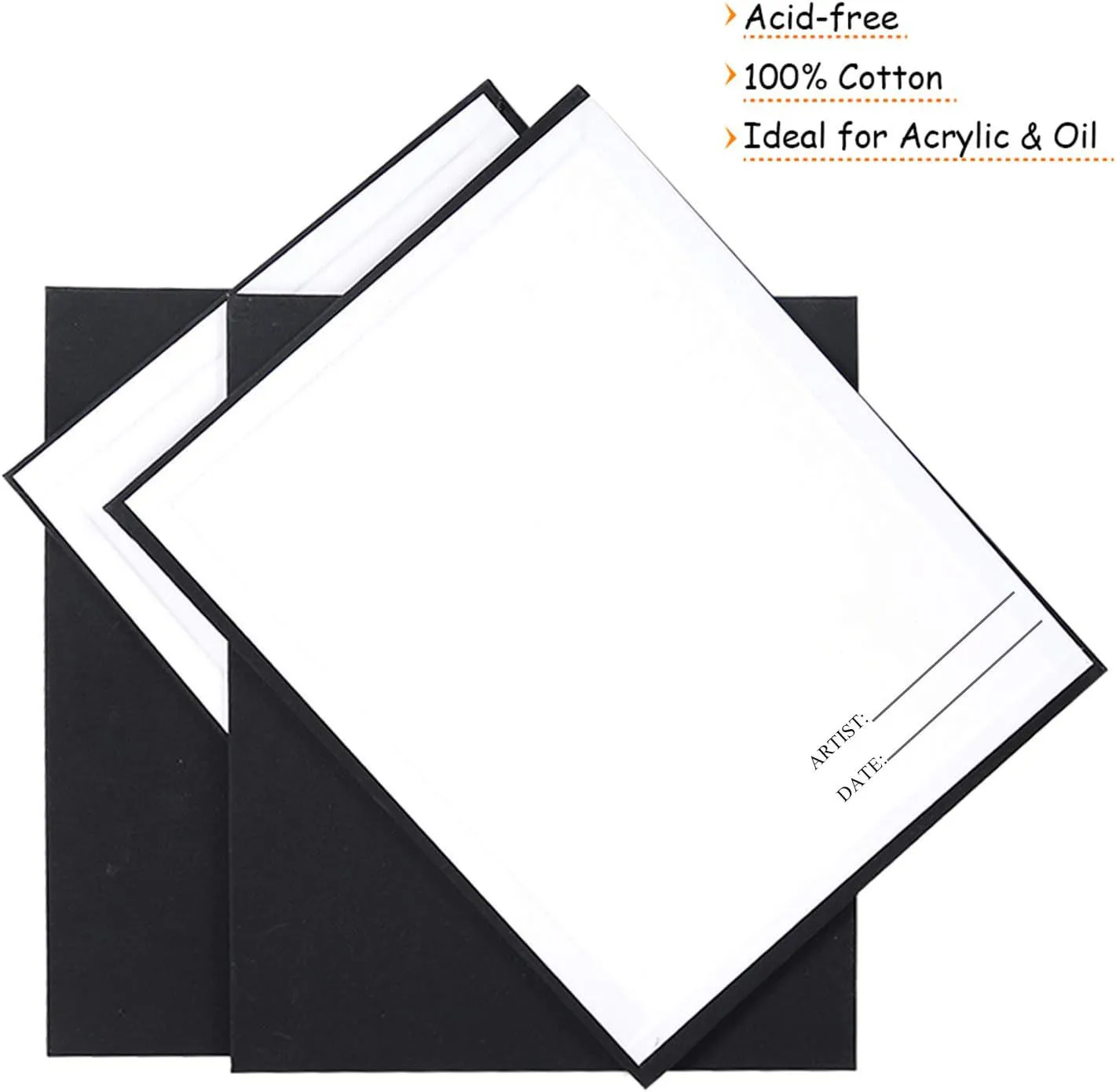 100% cotton acid-free black canvas board art supplies painting canvas panel board pack canvas boards whole