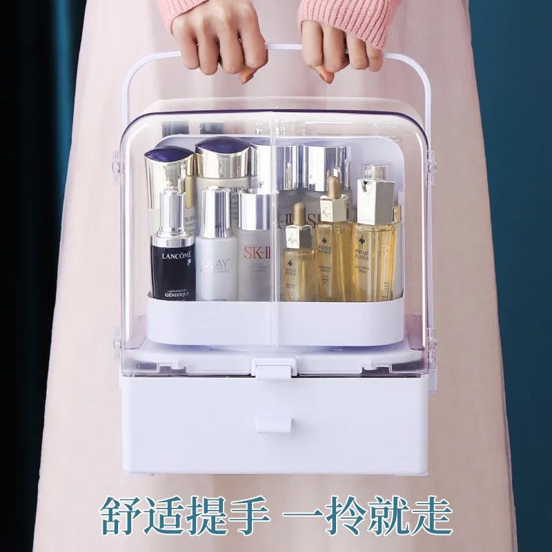 Modern home cosmetic storage cabinet for skin care products with drawers for makeup organizers