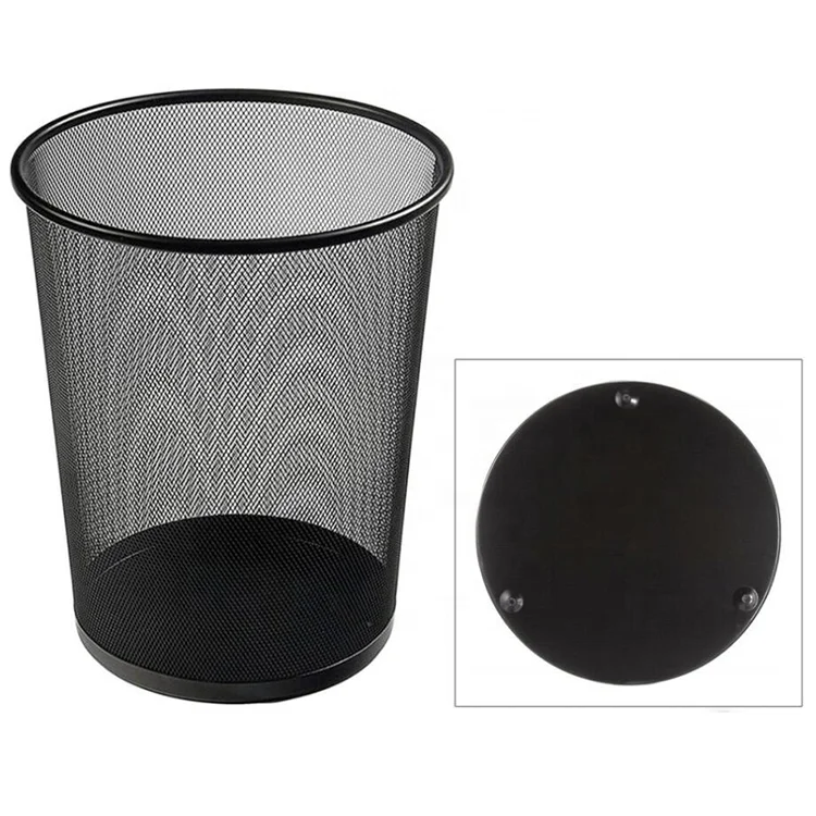 Household Office Waste Paper Basket Iron Wire Trash Can Mesh Waste Paper Bin