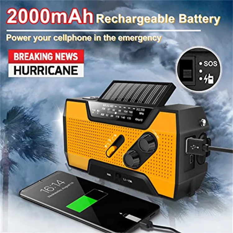 Emergency Led Dynamo Flashlight Weather Alert Radio Sos Alarm Nns Solar Radio