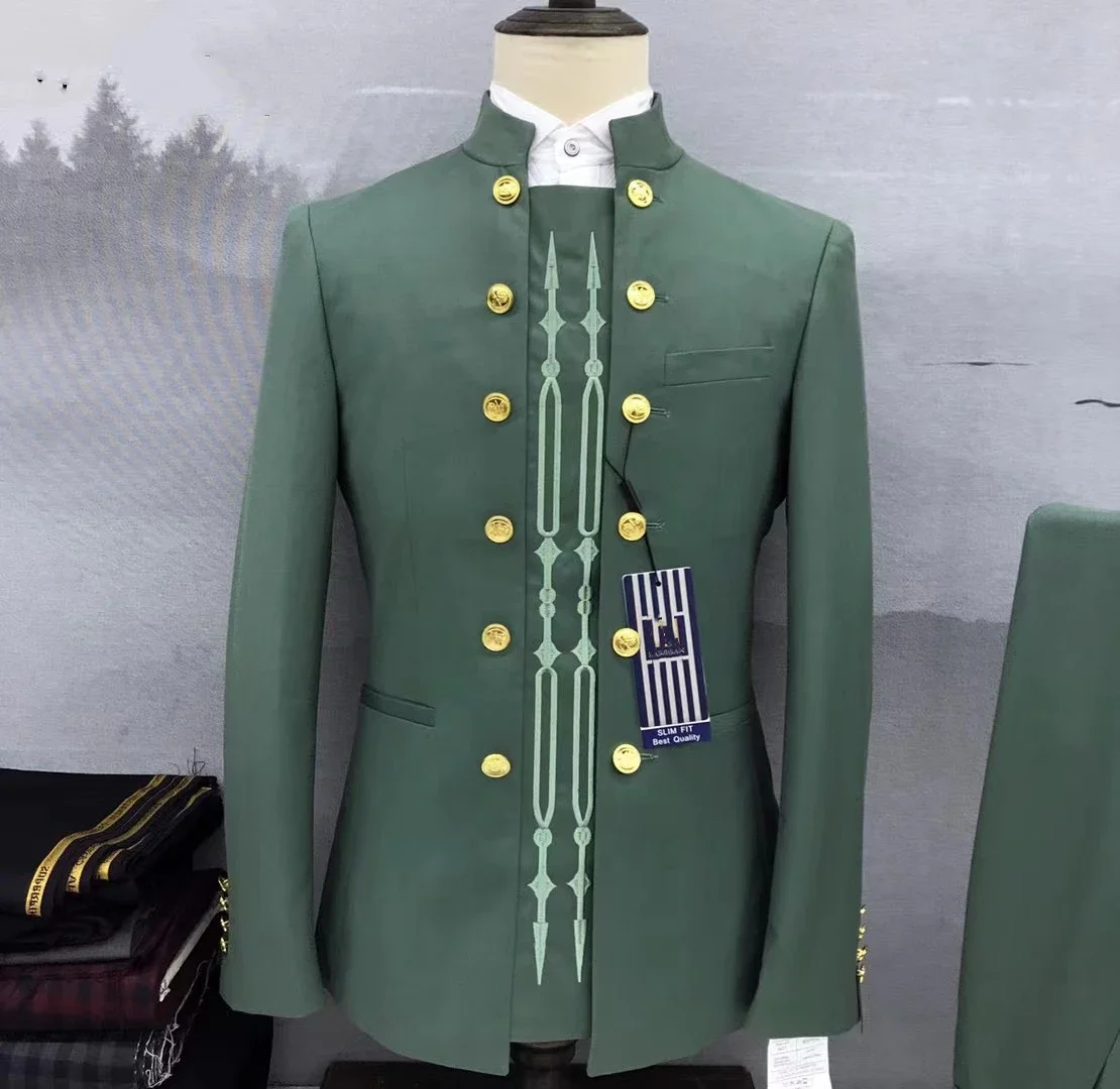 Ready to Ship White Embroidered Men Suits Fashion Wedding Business Party 2 Piece Suit Set for Men Tuxedo Suits