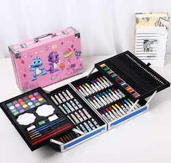 145 piece Deluxe Drawing Case Professional Customized Kit Stationery Aluminum Box Pen For Kids Drawing Painting Art Set