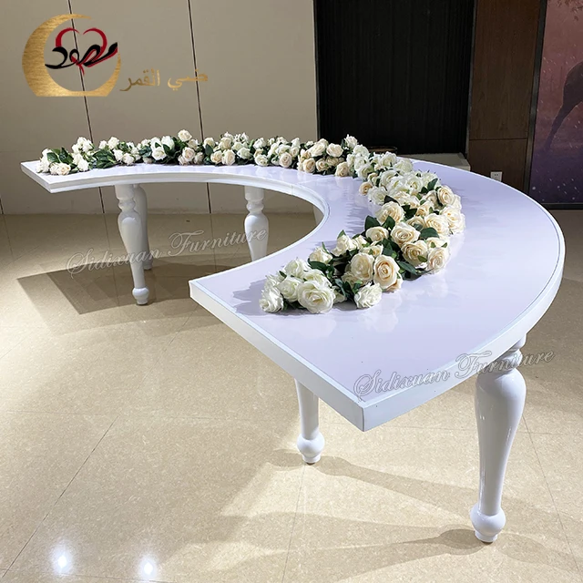 Restaurant furniture s shape white mdf top dining tables for wedding and event