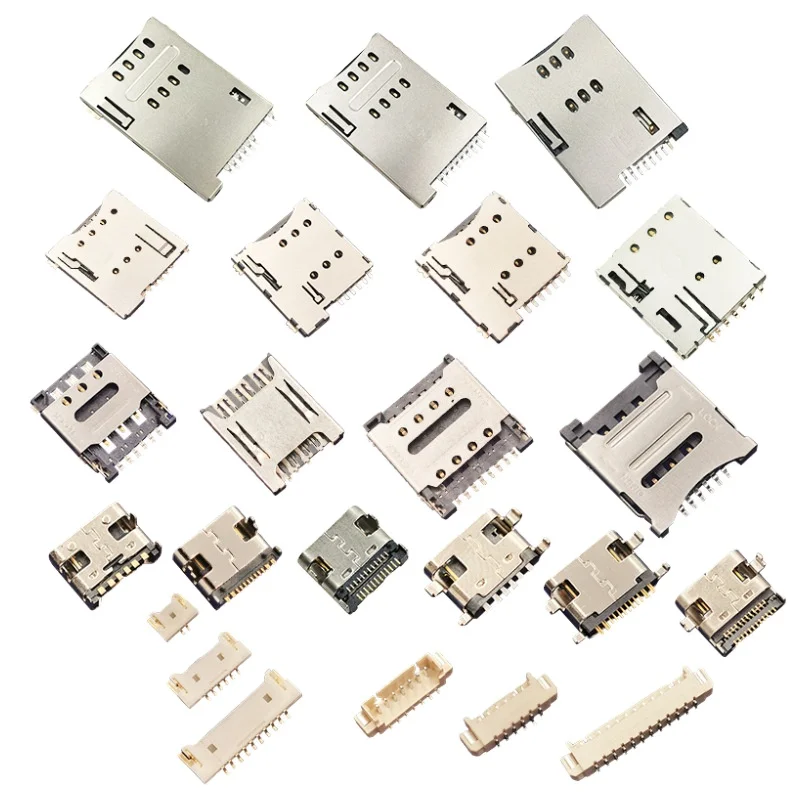 Connector SIM Card Holder Mobile Phone Card Slot SD Card Holder Diy Usb 2.0 Male Connector Black Audio & Video 200 Pieces PA66