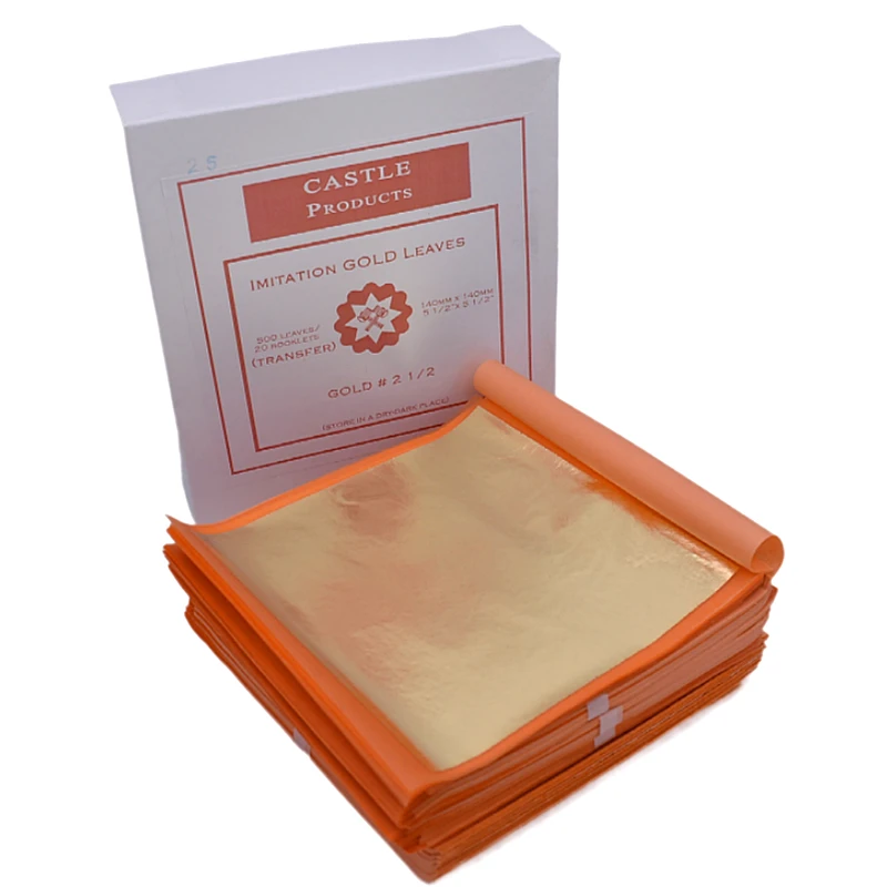 500 Sheets a Pack 14 x 14 cm Transfer Imitation Gold Leaf Booklet Gold Foil Sheet For Gilding Decorating Furniture Art Craft