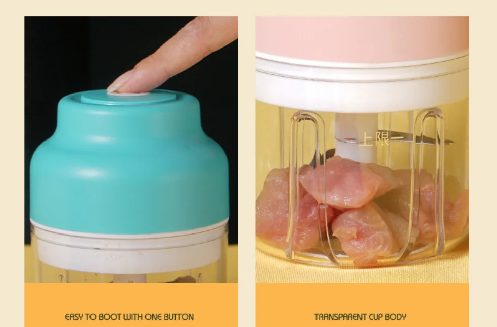 LBB Customized LOGO Household Kitchen Electric Meat Grinder Mini Wireless Food Processor Chopper Baby Food Crusher