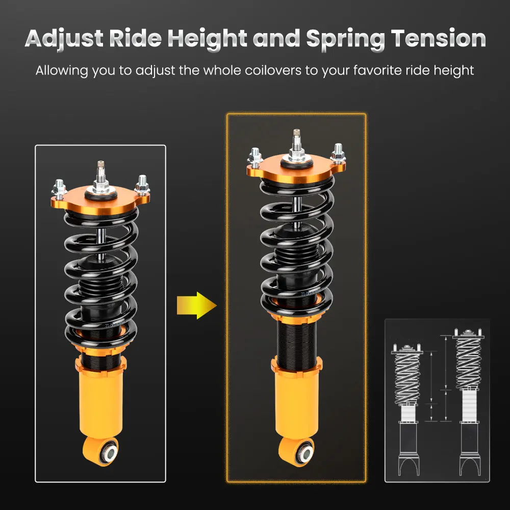 MaXpeedingrods Tuning Coilover Suspension for Subaru Legacy 1999-2004 BE Shocks Strut 24 Steps Adjustable Damper