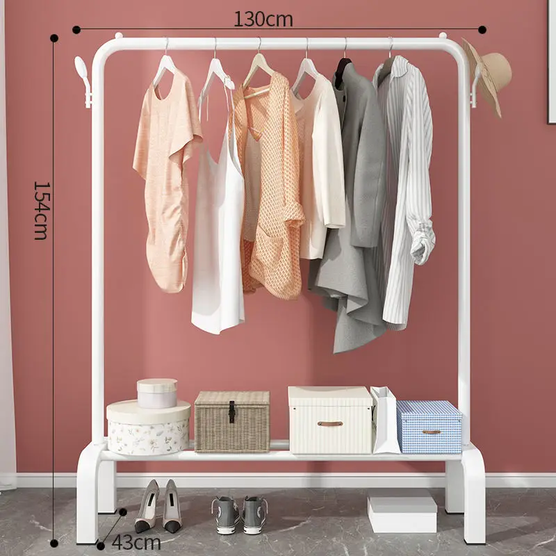 Wholesale Metal Display Stainless Steel Rolling Household Clothes Rack With Top Rod And Lower Storage Shelf