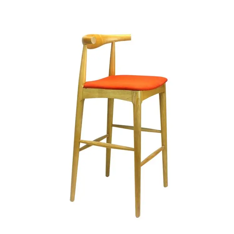 Hot sale high chair for snack bar wooden bar chair Luxury restaurant Wood Bar Stool High Chair