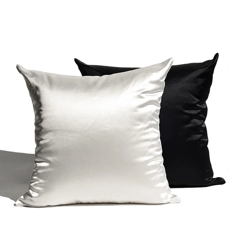 Solid Color luxury silk throw pillow case cover silk satin cushion covers for sofa car