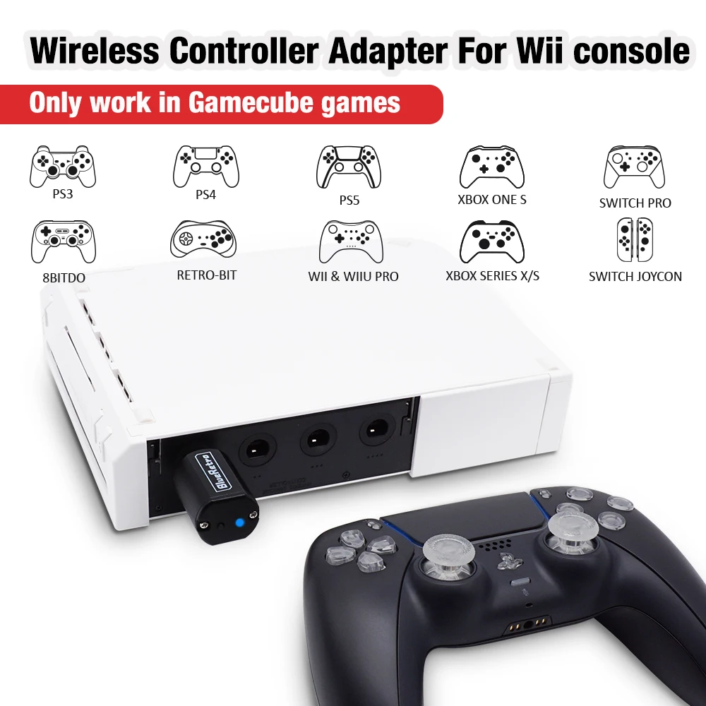 Transparent Black BlueRetro Motor Eor nintend gamecube console Wireless Controllers Adapter NGC